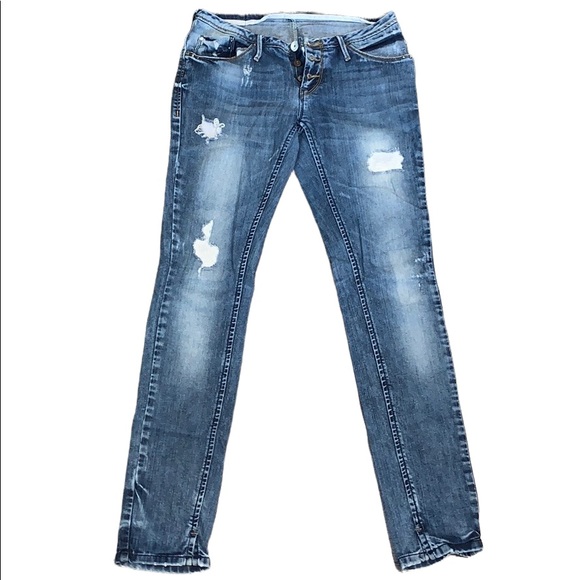 Only Jeans Distressed Limitless Blue Denim - Picture 1 of 10